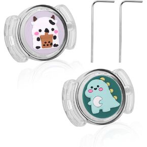 2pcs for Airtag Holder for Kids Shoelaces, Waterproof Hidden Protective Case for Airtag Cute Cartoon GPS Tracker Cover Accessories for Children Shoes Shoestring (Dinosaur, Cow)