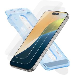 FLOLAB NanoArmour ONETIME for iPhone 16 Pro Screen Protector, Case Friendly, Tempered Glass, Ultra Clear, Edge Reinforced, Easy Install, Dust-Free, Scratch Resistant - 2 Pack