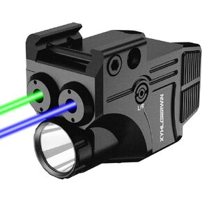 600/200 Lumens Adjustable Tactical Flashlight with Green/IR Laser Sight Combo, Pistol Laser Light Combo with Strobe/Constant Light Modes, USBC Rechargeable, Fits Standard Picatinny & Glock Rails