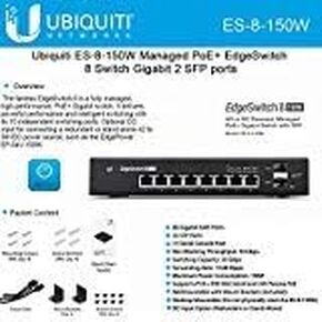 EdgeSwitch 8 ES-8-150W Managed PoE Plus Gigabit Switch with SFP 2 SFP Port