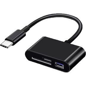 Type C SD/TF Card Reader for iPhone 15 16/iPad/MacBook/Mac/Camera, 3-in-1 Micro SD Card Reader Adapter, Plug and Play