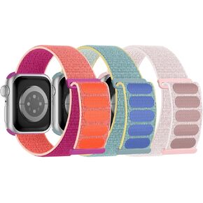 3 Pack Sport Bands Compatible with Apple Watch Band 38mm 40mm 41mm 42mm 44mm 45mm 46mm 49mm for Men Women, Adjustable Breathable Nylon Straps for iWatch Series 10/9/8/7/6/5/4/3/SE/Ultra