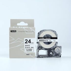 LC-6WBN (ST24SW) Black on White Flexible and Durable Vinyl Industrial Label Tape, Compatible for EPSONLabelWorks LW300 LW400 LW600P LW700 Label Maker, 1" (24MM) Wide, 26.2 ft