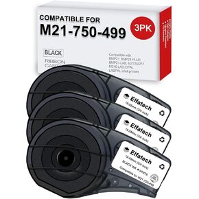 Compatible Label Tape Replacememt for M21-750-499 Black on White 3/4" High Adhesion Nylon Cloth Designed for M210, M210-LAB, M211, BMP21-PLUS and BMP21-LAB Printers, 75" W 16' L -New Upgrade(3 Pack