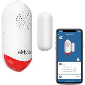 WiFi Door Sensor with Alarm Light, Door Alarm 120dB When Opened, Compatible with Smart Life and Tuya Smart Apps, 2 Pack