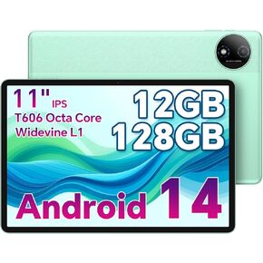 ODEA Tablet 11 Inch Android 14, A11 Tablets 12GB RAM 128GB ROM(1TB Expand), Octa-Core, 7000mAh, Widevine L1, 11" IPS Touch Screen, 5G WiFi, 13+5MP, GPS