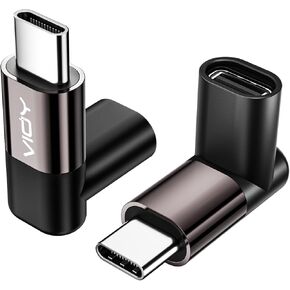 VIOY 4 Pack USB C 90 Degree Adapter - 100W USB C Right Angle Adapter - 40Gbps Data Transfer Type C Male to Female Extender for iPhone, Steam Deck, Meta Quest, MacBook, Smart Tablet and More