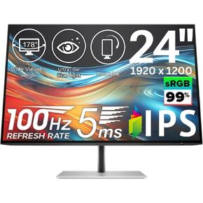 شاشة HP Series 7 Pro مقاس 24 بوصة WUXGA لسطح المكتب 724pn 100 هرتز IPS 16:10 350 شمعة في المتر المربع مضادة للوهج وارتفاع قابل للتعديل ومحور دوار VESA قابل للتركيب HDMI USB Hub DisplayPort 5ms أسود/فضي 8X534AA (متجدد) in Saudi Arabia