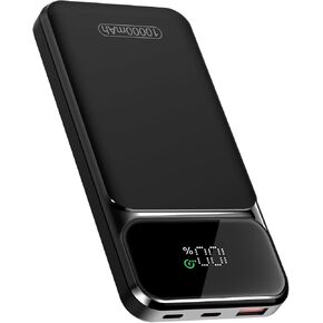 Power Bank 10,000mAh 22.5W Power Bank Fast Charging, PD3.0 QC4.0 PD20W Mini Portable Charger, USB-C Input/Output, LED Digital Display Slim Powerbank for Smartphones Tablets and More, Black (2024)