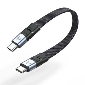 Short USB 4 Cable Flat 20inch/50cm Dual Type-c 240W Fast Charging Cable with 8K@60Hz 40Gbps Data Transfer USB C Cable Compatible with iPhone15,MacBook,Thunderbolt 4/3,iPad,Monitor