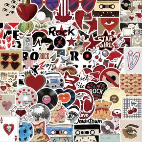 108 PCS Downtown Girl Stickers Aesthetic Sticker for Adults Downtown Girl Party Favors Red Aesthetic Vinyl Waterproof Stickers for Water Bottles