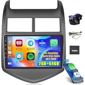 Hikity Android Car Stereo for Chevrolet Chevy Aveo Sonic 2011-2013 Radio 2+64GB 9 Inch Touchscreen Car Radio Wireless Carplay Android Auto Support GPS Navigation WiFi Bluetooth FM EQ Backup Camera