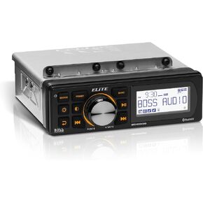 BOSS Audio Systems BEHDIN98 Harley Davidson Amplified Bluetooth Receiver – Directly Fits 1998-2013 Electra Glide & Road Glide, 3" Monochrome LCD, IPX6 Weatherproof Panel & IPX4 Chassis