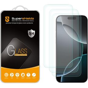 Supershieldz (3 Pack) Designed for iPhone 16 Pro (6.3 inch) Tempered Glass Screen Protector, Anti Scratch, Bubble Free