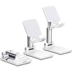 Cell Phone Stand Adjustable Phone Stand Portable Foldable Desktop Cellphone Stand Fits All Mobile Phones -White