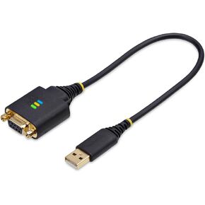StarTech.com 1ft/30cm USB to Null Modem Serial Adapter Cable, COM Retention, FTDI, USB-A to RS232, Changeable DB9 Nuts/Screws