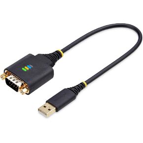 StarTech.com 1ft/30cm USB to Serial Adapter Cable, COM Retention, FTDI, USB-A to DB9 RS232, Interchangeable DB9 Nuts/Screws
