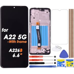 LCD Screen Replacement Touch Digitizer Display Assembly (with Frame) for Samsung Galaxy A22 5G A226 SM-A226B SM-A226B/DS 6.6"