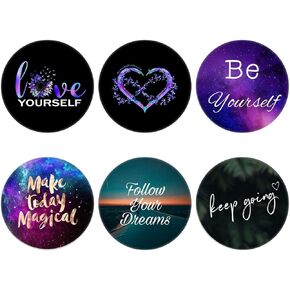 (6 Pack Collapsible Cell Phone Grip for Smartphones,Mobile Expanding Cellphone Holder Kicktand for Phone - Be Yourself Heart Quote