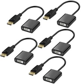 DisplayPort to DVI Adapter, DP to DVI-D Male to Female Display Port Computer to DVI Screen Converter 1080P 60Hz Compatible for Lenovo, Dell, HP with Computer, Desktop, Laptop, PC, Monitor, Projector