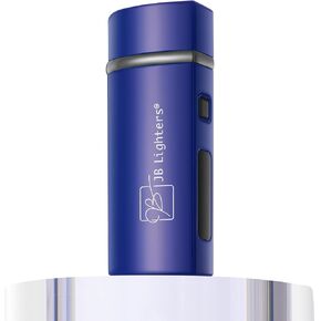 JB Lighter One Touch Blue Satin 3-Flame Butane Torch Lighter - Electric Firing, Backlit Butane Window, Refillable, Adjustable, U.S. Seller with Great Service