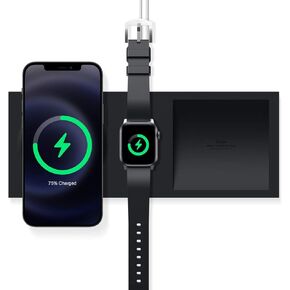 elago Charging Tray Duo Compatible with MagSafe Charger and Compatible with Apple Watch Charger, Compatible with iPhone 16/15/14/13/12, AirPods Wireless Case [Stone][Charging Cable Not Included]