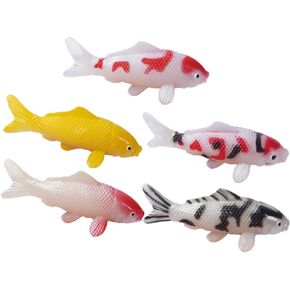 MAGICLULU 5pcs Artificial Koi Fish Aquarium Fish Plastic Realistic Moving Floating Colorful Goldfish Fake Fish Decor Goldfish Figurines Ornament for Fish Tank Pond Garden
