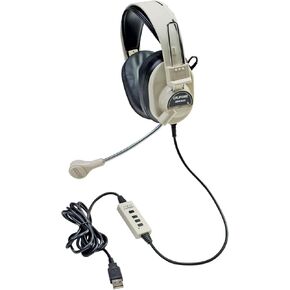 Califone 3066-USB Deluxe Multimedia Stereo Headset with USB Plug, Flexible Omni Directional Microphone, Around Ear Ambient Noise Reducing Earcups, In-line Volume Control, Pack of 30