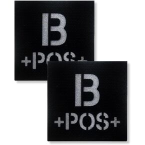 2PCS Blood Type Patch O + POS IR Infrared Reflective Patches Tactical Patch Hook and Loop