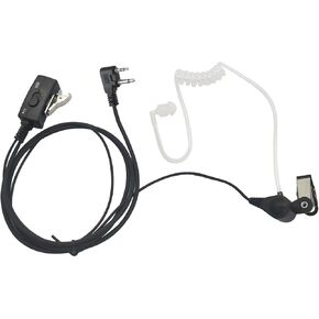 2 Pin Security Ear Piece Walkie Talkie Surveillance Headset Transparent Acoustic Clear Tube Earphone with Ptt Vox for Midland Avph3 gxt FRS gmrs x talker lxt600pa t51r br200 2-Way Radio