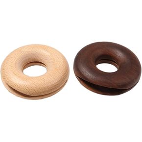 LIFKOME 2pcs Wooden Sealing Clip Snack Bag Walnut Round