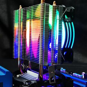 RGB CPU Air Cooler, 2 Heat Pipes CPU Cooler with 90mm FDB Fan, 48cfm 1800PRM, for Intel LGA115X/1366/775/1200/2011, for AMD AM4/AM3 Plus, AM3/FM2 Plus, FM1