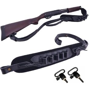 Leather Rifle Gun Sling with Ammo Shell Holder for .357 .45-70 .30-30 .30-06 .22LR .308 .12GA 16GA 20GA