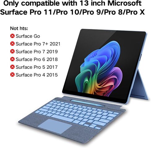 لوحة مفاتيح Surface Pro 9 مع قلم نحيف، متوافقة مع Microsoft Surface Pro 11 10 9 8 X، لوحة مفاتيح بإضاءة خلفية لاسلكية بلوتوث مقاس 13 بوصة مع قلم نحيف، لوحة مفاتيح مع قلم نحيف in Saudi Arabia