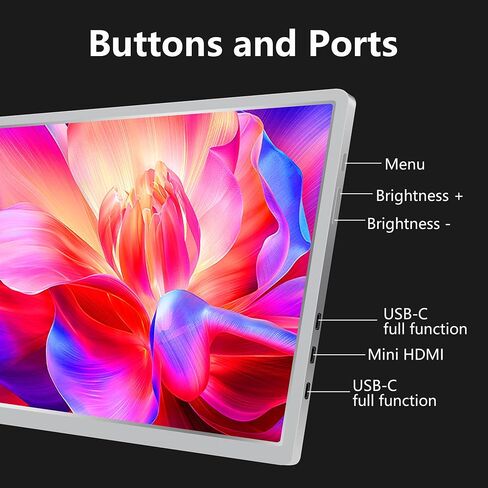 موسع شاشة كمبيوتر محمول مزدوج مقاس 14 بوصة - موسع شاشة محمول FHD 1080P IPS مع منفذ USB-C ومنفذ HDMI صغير، التوصيل والتشغيل، سهل الحمل، شاشة جانبية خفيفة الوزن لأجهزة الكمبيوتر المحمولة 14-17.3 بوصة، سويتش، إكس بوكس in Saudi Arabia