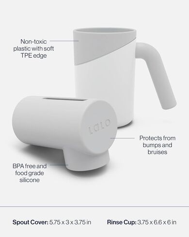 مجموعة Lalo Bathtime Starter - حوض استحمام حديث للأطفال، حزمة غطاء كوب الشطف والصنبور، تصميم آمن ونظيف لحديثي الولادة، تصميم بسيط، سهل التنظيف، 25.3 × 18 × 7.7 بوصة، 10 رطل - عرق السوس in Saudi Arabia