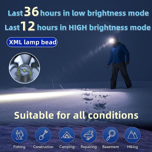 LED Rechargeable Headlamp, 10000 Lumens with 36h Battery Life IPX6 Waterproof, Super Bright Headlights with 3 Modes or Outdoor Running Hunting Hiking Camping in Saudi Arabia