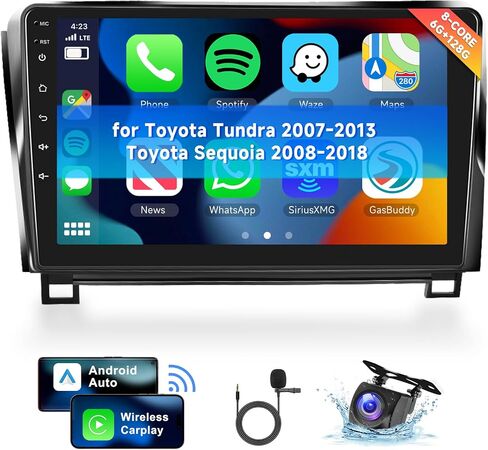 [8 CORE 6G+128G] راديو سيارة مطور Android 13 لسيارة Toyota Tundra 2007-2013 Toyota Sequoia 2008-2018 مع تشغيل لاسلكي، شاشة لمس 10.1 بوصة مع بلوتوث، GPS، WiFi، DSP+ كاميرا احتياطية in Saudi Arabia