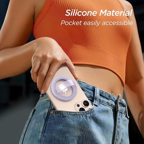 Miracase Magnetic Phone Grip,Compatible with Magsafe,Lightweight Design(0.97 OZ),Soft Silicone Material,for iPhone 16/15/14/13/12 Series(Blink Pink) in Kuwait