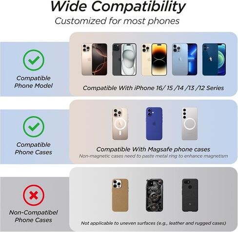 Miracase Magnetic Phone Grip,Compatible with Magsafe,Lightweight Design(0.97 OZ),Soft Silicone Material,for iPhone 16/15/14/13/12 Series(Blink Pink) in Kuwait