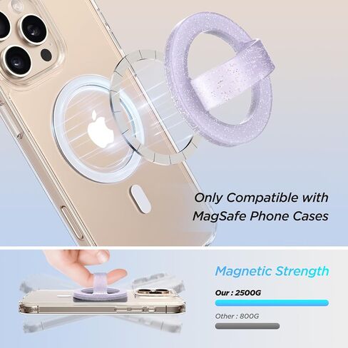 Miracase Magnetic Phone Grip,Compatible with Magsafe,Lightweight Design(0.97 OZ),Soft Silicone Material,for iPhone 16/15/14/13/12 Series(Blink Pink) in Kuwait