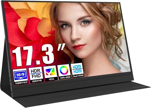 Portable Monitor 17.3 inch 1920 * 1080,100% sRGB HDR with 2 Built in Speaker,Compatible with HDMI & Full-Feature Type-C Device in Saudi Arabia