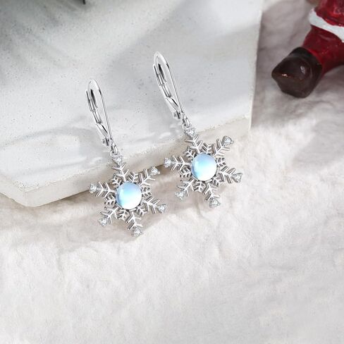 Snowflake Earrings 925 Sterling Silver Snowflake Dangle Drop Earrings with White Turquoise Christmas Jewelry Gifts for Women in Kuwait
