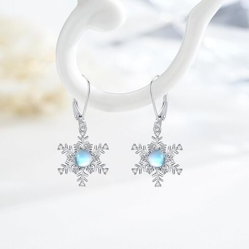 Snowflake Earrings 925 Sterling Silver Snowflake Dangle Drop Earrings with White Turquoise Christmas Jewelry Gifts for Women in Kuwait