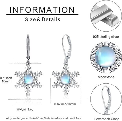 Snowflake Earrings 925 Sterling Silver Snowflake Dangle Drop Earrings with White Turquoise Christmas Jewelry Gifts for Women in Kuwait