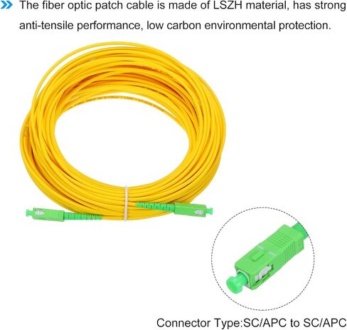 MECCANIXITY 1Pcs 15M(49.2Ft) SC/APC to SC/APC Fiber Optic Patch Cable Single Mode Simplex Cable with SC/APC Coupler LSZH Jumper Fiber Optical for Network Transceiver Instrumentation,OS2 Grade in Saudi Arabia
