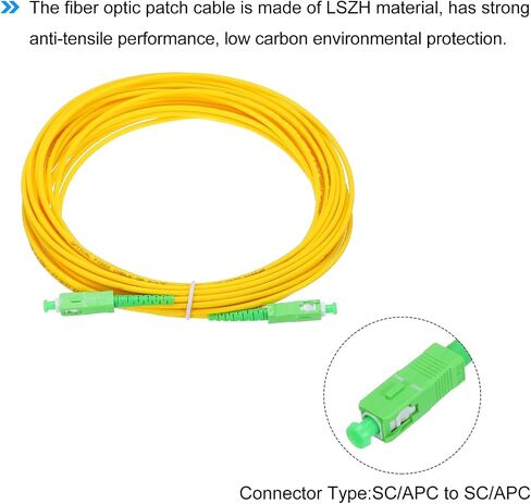 MECCANIXITY 1Pcs 15M(49.2Ft) SC/APC to SC/APC Fiber Optic Patch Cable Single Mode Simplex Cable with SC/APC Coupler LSZH Jumper Fiber Optical for Network Transceiver Instrumentation,OS2 Grade in Saudi Arabia