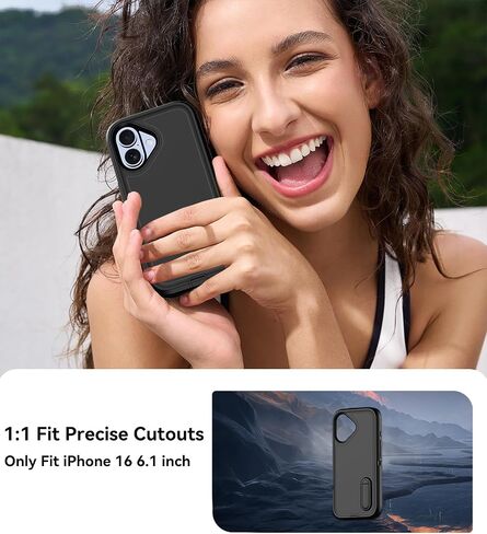 حافظة لهاتف iPhone 16 مع حامل، [واقيات شاشة 2X] حافظة ممتصة للصدمات 3 في 1 من الدرجة العسكرية [مسند مدمج] غطاء هاتف واقٍ شديد التحمل مقاوم للصدمات (وردي) in Saudi Arabia