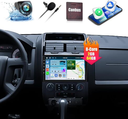 راديو ستيريو للسيارة 8 النواة 2G+64G لسيارة Ford Escape 2008 2009 2010 2011 2012 مع CarPlay اللاسلكي Android Auto Android 13 راديو 9 بوصة IPS شاشة لمس بلوتوث راديو السيارة مع DSP GPS FM AHD كاميرا احتياطية in Saudi Arabia