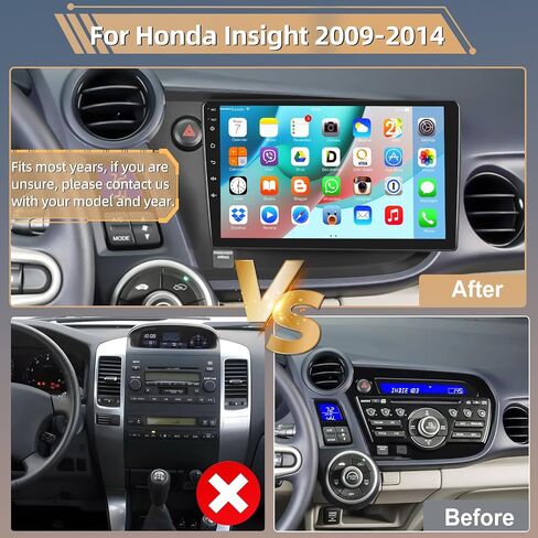 راديو ستيريو للسيارة Podofo لسيارة Honda Insight 2009 2010 2011 2012 2013 2014 9 بوصة شاشة تعمل باللمس صوت بلوتوث مع نظام تحديد المواقع والملاحة مرآة رابط WiFi FM/RDS EQ كاميرا احتياطية MIC in Saudi Arabia